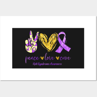 Peace Love Cure Ribbon Rett Syndrome Awareness Posters and Art